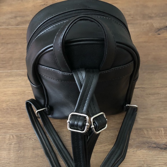 HELLO KITTY-NWT Black Faux Leather Mini Backpack - Picture 3 of 15